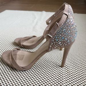 Nine West Stone Jeweled Ankle Strap Open Toe Red Carpet Women’s Heels Size 6.5